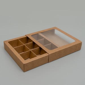 Cajas de cartón vacías de 500 piezas para confitería, cajas con 6, 9, 12, 16 y 24 compartimentos para chocolates, cajas personalizadas con tapa transparente