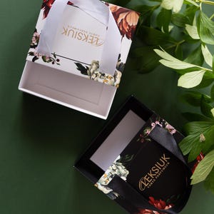 100pcs Custom Packaging Slide Boxes with Satin Handles - Presentation boxes for Your Products, Boxes with Embossing and Color Printing