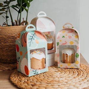 100 stuks lege showcaseverpakkingen voor: paasbrood, cupcakes, koekjes of andere lekkernijen, decoratieve dozen, lege dozen voor banketbakkers