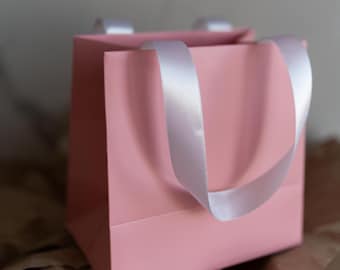 Pink Paper Gift Bag with Satin Handles