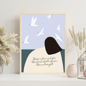 Ésaïe 40:31 Imprimable | Attendez le Seigneur art mural biblique | Téléchargement numérique chrétien | Décoration de versets bibliques | Art d&#39;encouragement de la foi