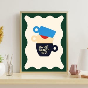 My Cup Runneth Over Printable Wall Art | Faith-Inspired Digital Download | Christian Retro Coffee Print