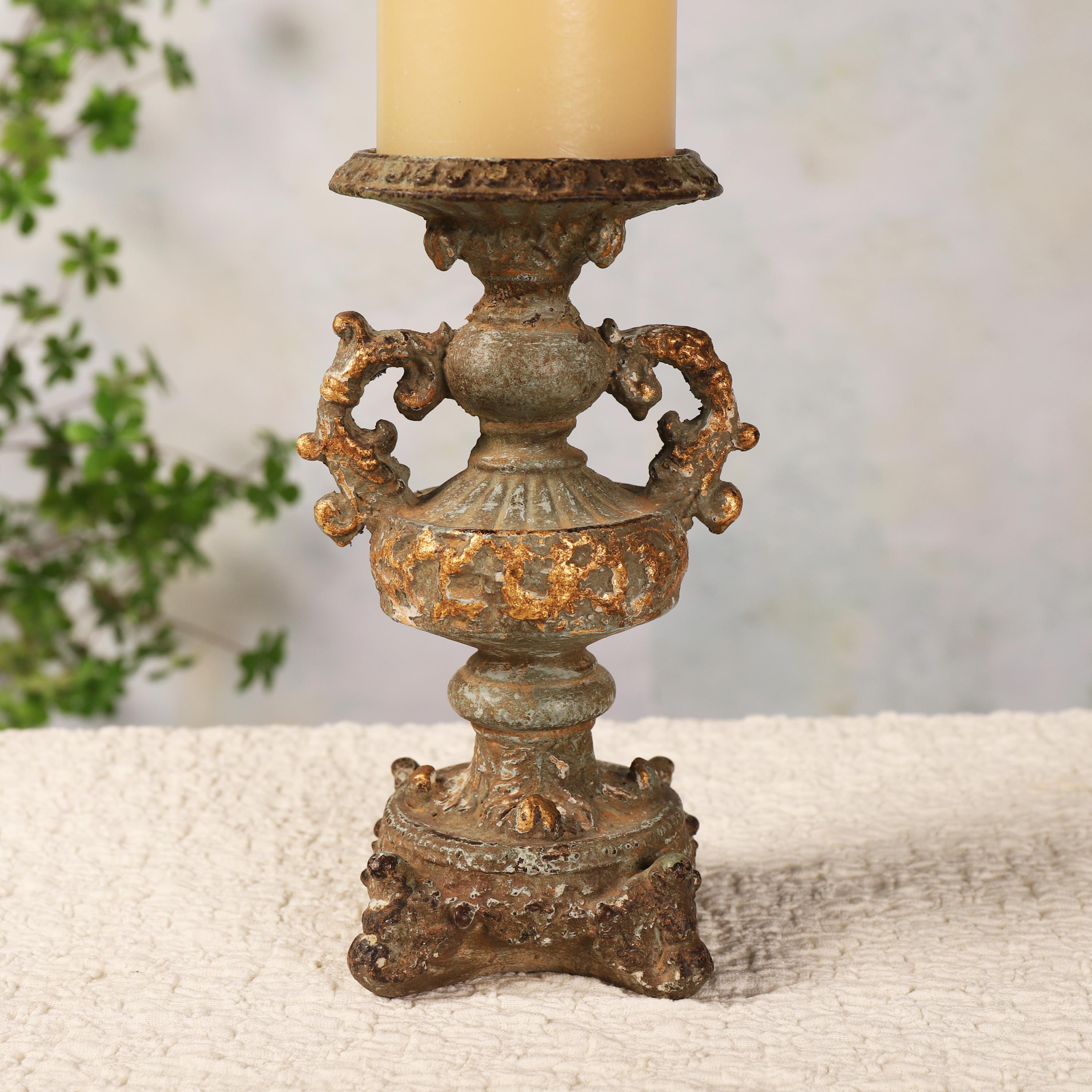 ヴィンテージ シャビー　キャンドルホルダー ヴィンテージピラーキャンドルホルダー、シャビーシックキャンドル