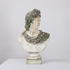 Antique-Style Roman Bust Sculpture: 31.5&quot; Tall Classical Statue