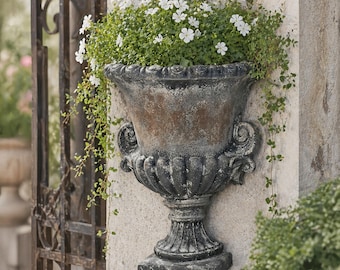French Country Wall Planter, Vintage Hanging Flower Pot Decor