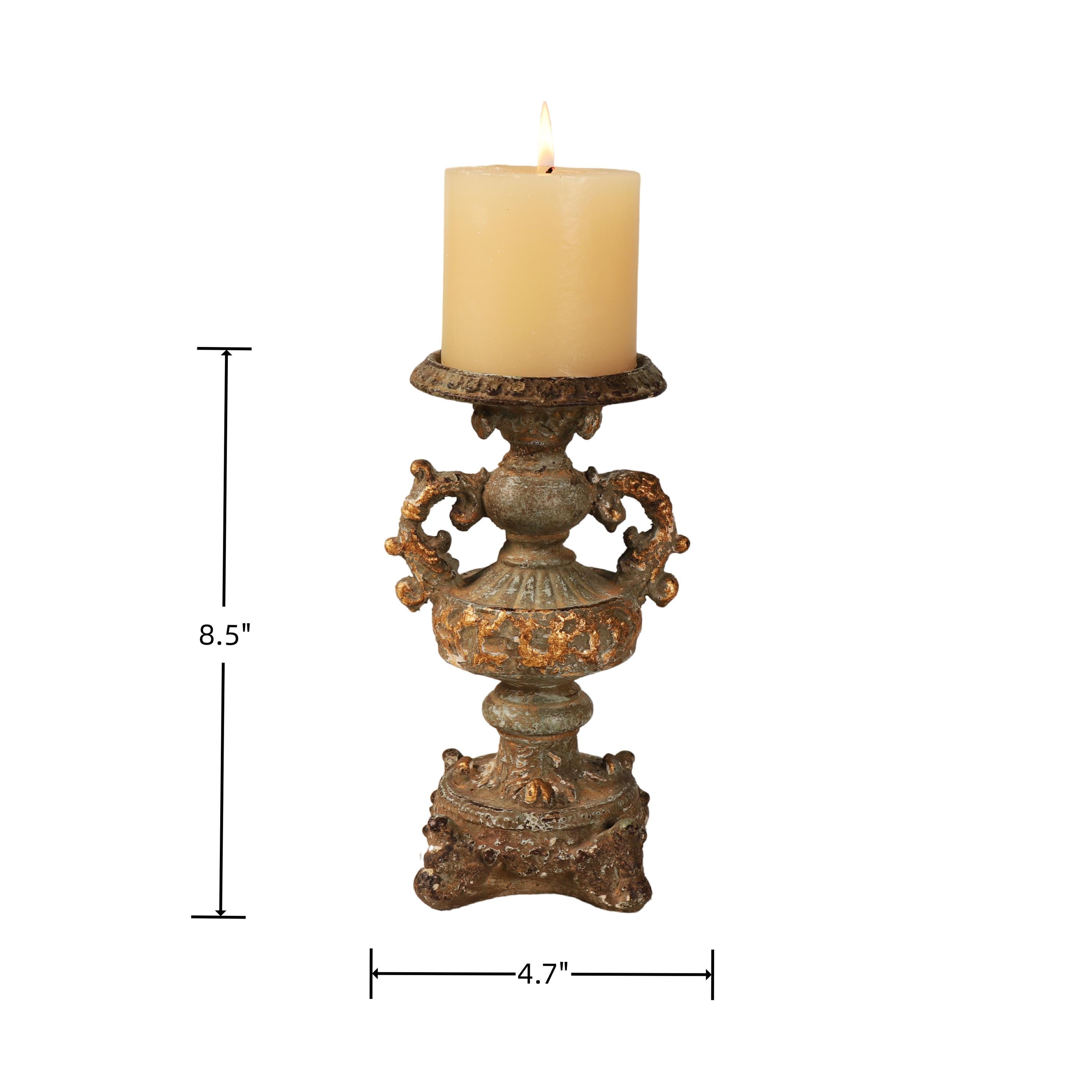 ヴィンテージピラーキャンドルホルダー、シャビーシックキャンドル