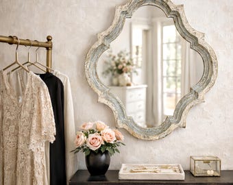 Vintage Wall Mirror, Shaped Farmhouse Decor