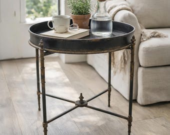 Round Iron Tray Table, Vintage Garden Stand