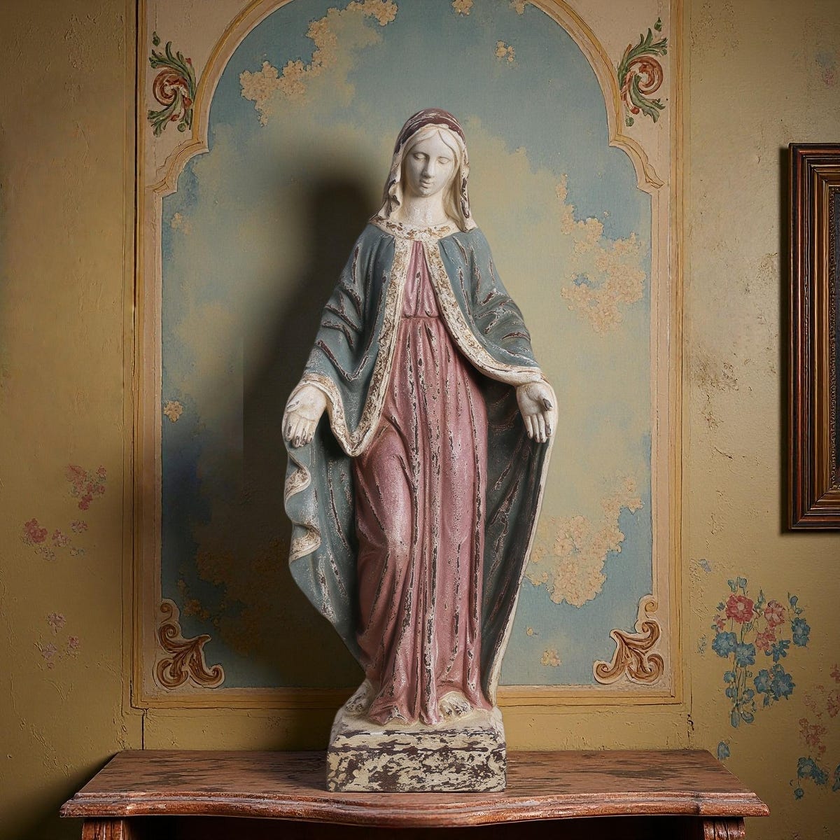 Vintage Virgin Mary Statue: French Country Religious Decor (31.5 Inches) - Etsy