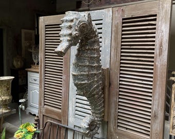 Large Rustic Seahorse Wall Sculpture – Coastal Beach House Decor