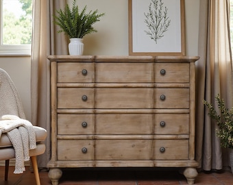 Vintage 4-Drawer Dresser – Rustic Chest of Drawers for Bedroom, Entryway or Living Room Storage