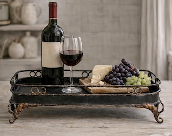 Vintage Metal Tray, French Country Table Centerpiece