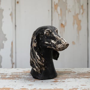 Rustic Black Dog Bust: Distressed Farmhouse Decor