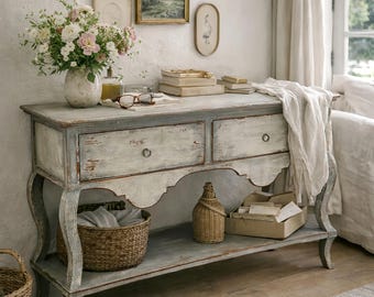 French Country Console Table with Drawers, Farmhouse Entryway Table