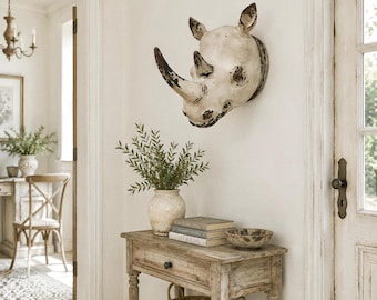Rustic Rhinoceros Wall Sculpture for Farmhouse Decor