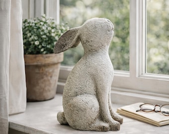 Stone Look Rabbit Sculpture, Vintage Garden & Shelf Decor