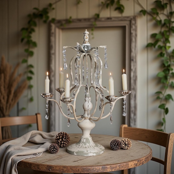 Vintage Crystal Candelabra: Shabby Chic French Farmhouse