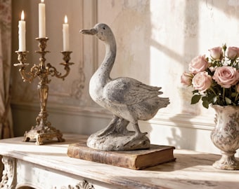 Duck Statue – 13.6" Tall Garden Figurine – French Country Duck Decor – Rustic Outdoor & Indoor Art