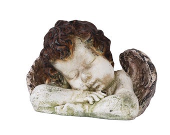 Vintage Sleeping Cherub Statue: French Country Garden Decor