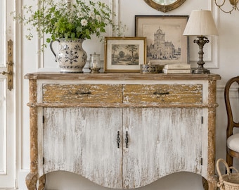 Rustic Farmhouse Accent Cabinet, Vintage Sideboard Storage Cabinet