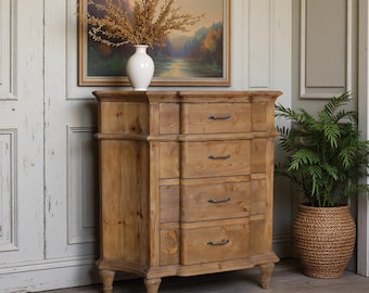 Farmhouse Charm: Vintage French Country Tall Chest with Rustic Appeal