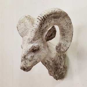 Rustic Ram Head Wall Mount: Farmhouse Lodge Sculpture