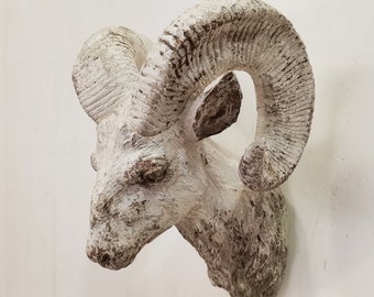 Rustic Ram Head Wall Mount: Farmhouse Lodge Sculpture - Etsy