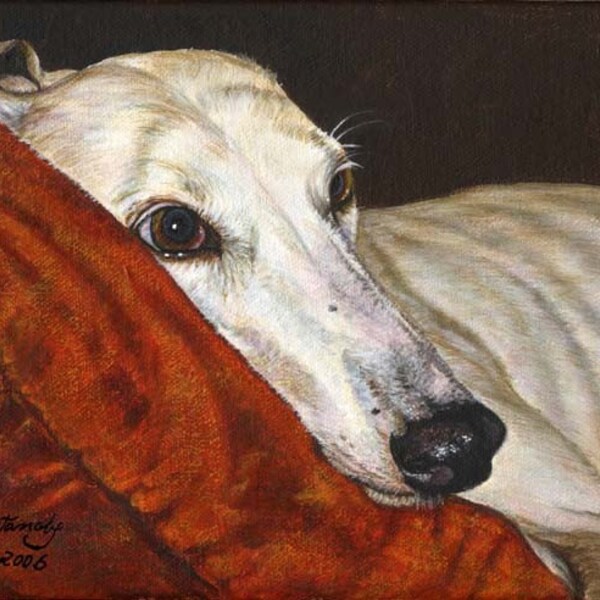 Fine Art ACEO Refrigerator Fridge Magnet of Greyhound Dog