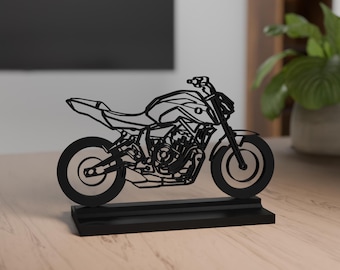 MT 07 Model, Personalisable, 3d Print, Gift for Motorcycle Lovers, Silhouette, PLA, Motorcycle Fanatic, Cake Topper, True to detail
