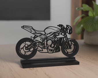 Street Triple 765 RS Model, Personalisable, 3d Print, Gift for Motorcycle Lover, Silhouette, PLA, Motorcycle Fanatic, Cake Topper