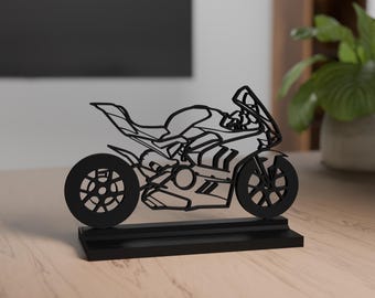 Panigale V4 Model, Personalisable, 3d Print, Gift for Motorcycle Lovers, Silhouette, PLA, Motorcycle Fanatic, Cake Topper, True to detail