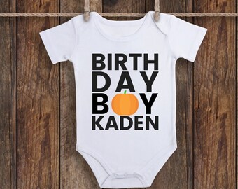 Personalized Name Birthday Boy Shirt / Fall Birthday / Pumpkin Birthday Shirt / Boy's Birthday Shirts