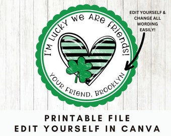 Personalized Digital File Editable in Canva | St. Patrick's Day Stickers | St. Patrick's Day Tags | St. Patrick's Day Labels | Printable