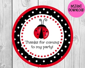 INSTANT DOWNLOAD Ladybug  /  Gift Tags Party Printable Stickers, Labels, Tags Digital File
