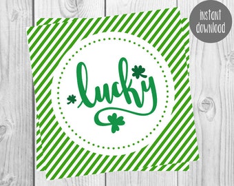 INSTANT DOWNLOAD Lucky Shamrock St. Patrick's Day Thank you Tags / Labels Printable File