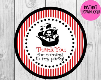 INSTANT DOWNLOAD / Pirate  /  Gift Tags Party Printable Stickers, Labels, Tags Digital File