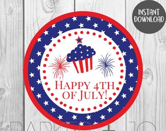 INSTANT DOWNLOAD Happy 4th of July / Independence Day /  Gift Tags Printable Stickers, Labels, Tags