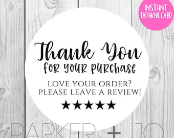 INSTANT DOWNLOAD Thank You for your purchase Please leave a Review / Gift Tags / Printable Stickers, Labels, Tags