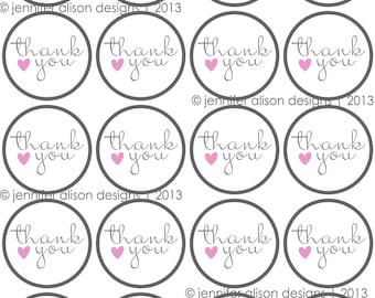 Round Thank You Stickers, 25 Per Sheet