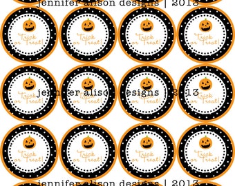 INSTANT DOWNLOAD / Halloween Pumpkin Trick or Treat printable Party Circles / Cupcake Topper / Stickers / Thank You Tags