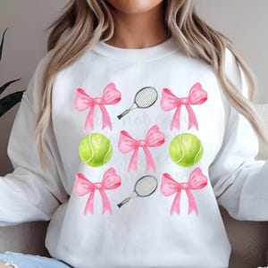 tennis png | tennis balls and racquets with coquette bow png | instant download png file | digital design for dtf and sublimation