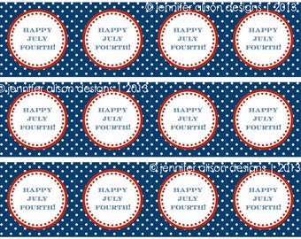 INSTANT DOWNLOAD / 4th of July American Flag 2" printable Party Squares / Cupcake Topper / Stickers / Thank You Tags