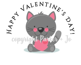 PNG File Valentine's Day Heart Kitten Cat | Valentine's Day Clip Art Printable Artwork I Digital File | Clip art