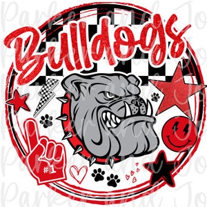 Red and Black Bulldogs School Spirit PNG File (Digital Download)