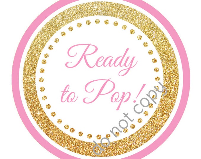 Printable She's Ready to Pop Favor Tags Gold Glitter Confetti for Baby ...