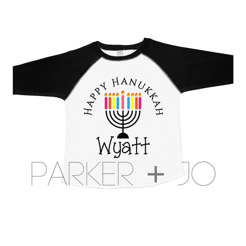 Personalized Hanukkah Menorah Name Shirt Menorah Shirt Toddler Raglan Hanukkah Raglan