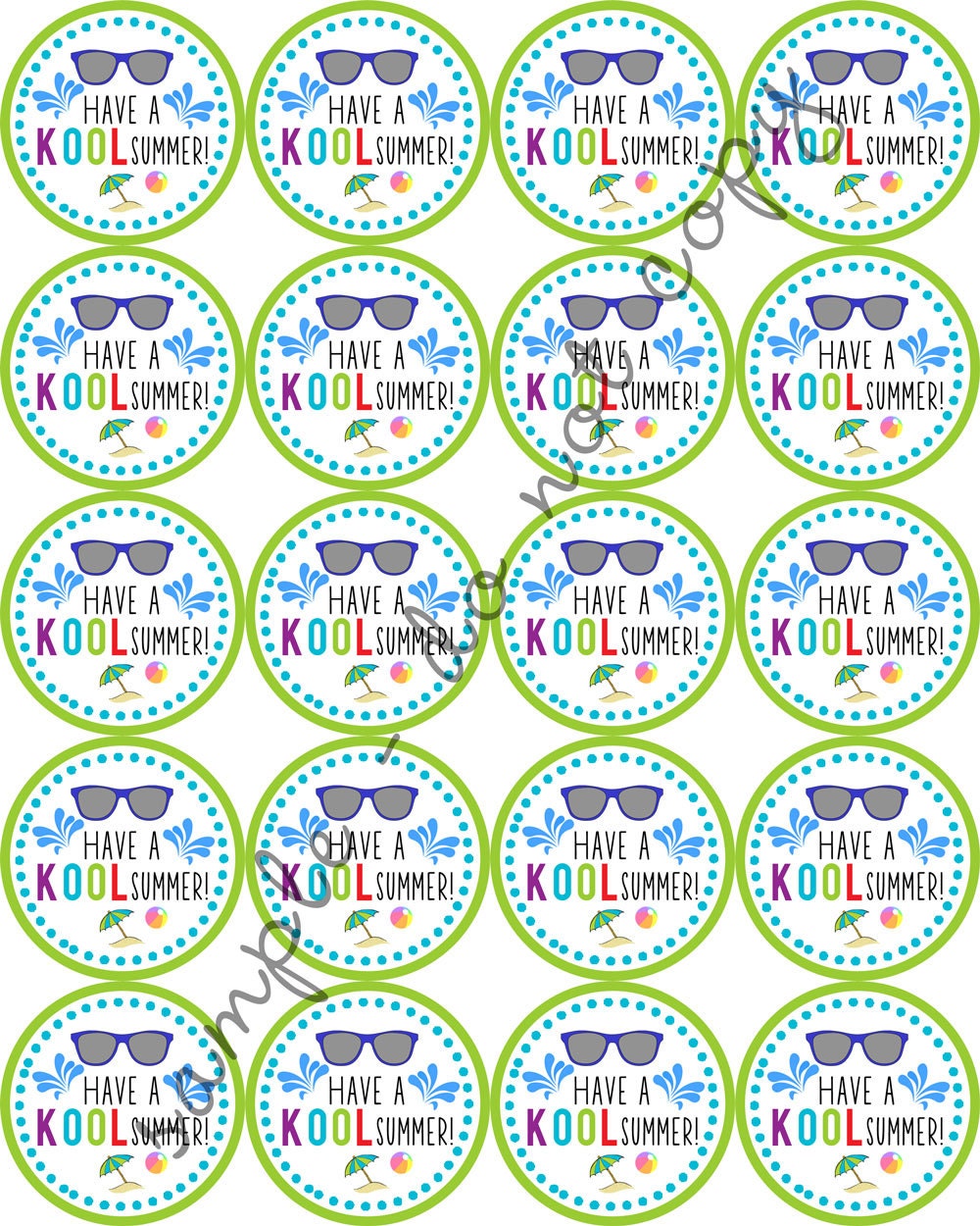 INSTANT DOWNLOAD / Have a Kool Summer 2" printable Party Circles…