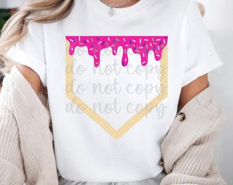 Baseball Ice Cream Drip PNG: Travel Ball Design (Digital File)