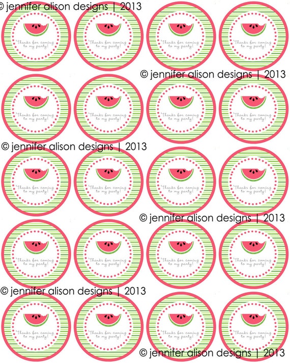 Watermelon Party Printable Favor Circles Pink Watermelon Instant Download Watermelon Printable Party Circles Watermelon Party Circles
