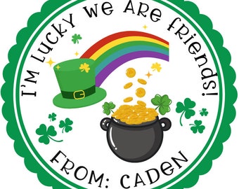 Custom St. Patrick's Day Stickers, Personalized St. Patrick's Day labels, Four Leaf Clover Stickers, Labels, and Tags